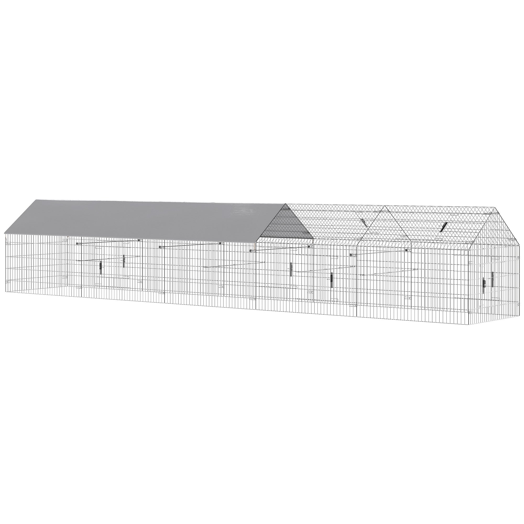 Metal Chicken Coop, Large Chicken Run with Water-Resistant & Anti-UV Cover for 7-9 Hens, Outdoor Hen House with 10 Doors