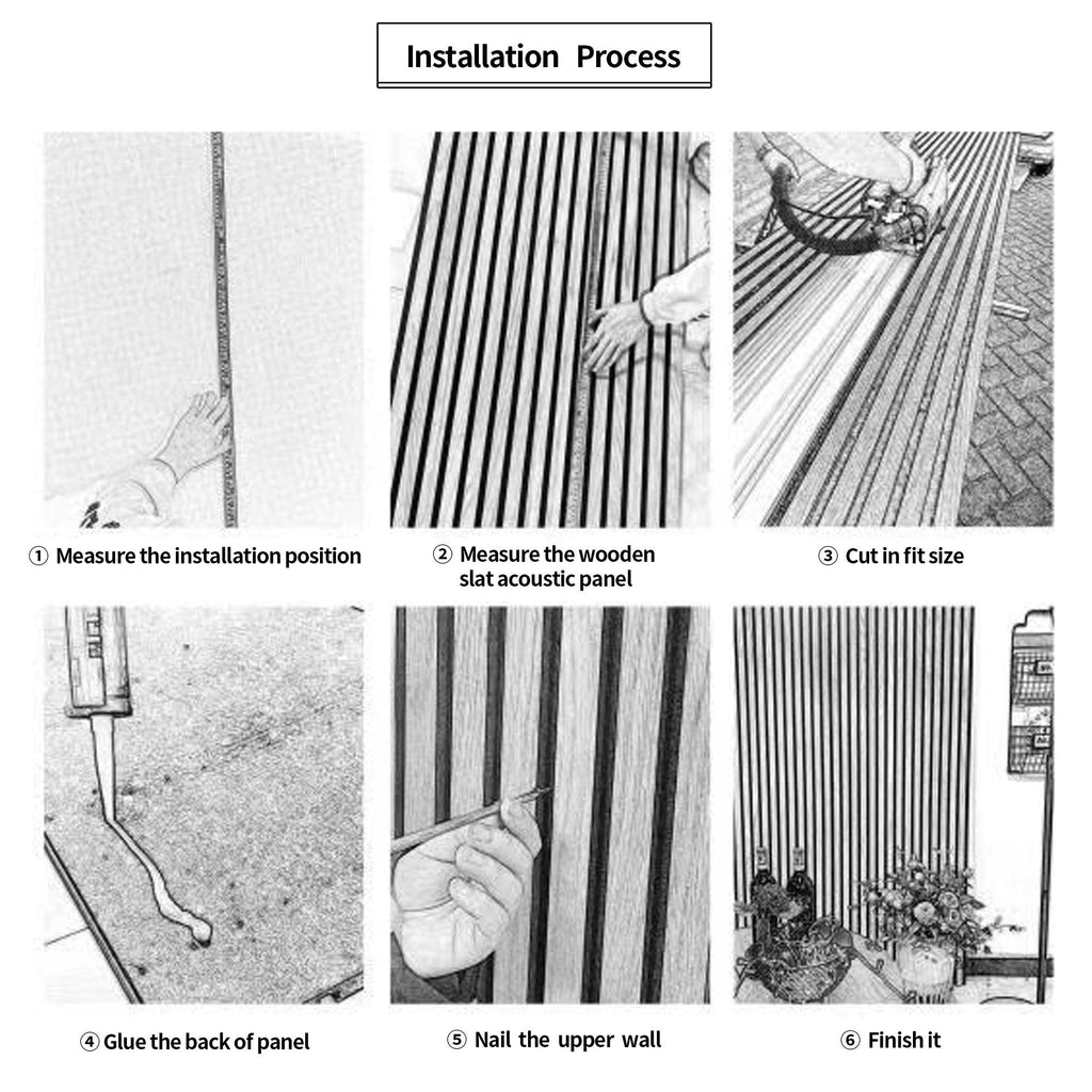 4-Pack Wood Slat Acoustic Wall Panels with MDF & High-Density Polyester, Fluted Cladding for Wall or Ceiling, 45.5" L x 23.5" W x 1" H, Walnut