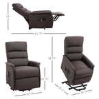 Power Lift Assist Recliner Chair for Elderly with Remote Control, Linen Fabric Upholstery, Brown