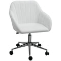 Mid Back Home Office Chair Computer Desk Chair with PU Leather, Adjustable Height, Swivel Wheels for Study, Bedroom, White