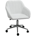 Mid Back Home Office Chair Computer Desk Chair with PU Leather, Adjustable Height, Swivel Wheels for Study, Bedroom, White