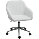 Mid Back Home Office Chair Computer Desk Chair with PU Leather, Adjustable Height, Swivel Wheels for Study, Bedroom, White