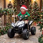 Kids ATV 4 Wheeler, 12V Kids Ride On Toy with Dual Motors, High & Low Speed, Music, Headlights, Up to 3.7 MPH, White