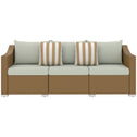 Rattan Wicker 3 Seater Patio Couch with Cushions, 2 Throw Pillows, Outdoor Furniture Rattan Sofa, Light Gray