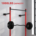 Folding Squat Rack with Pull Up Bar, Wall Mounted and Adjustable, 1000 Pounds Capacity Power Rack, Red