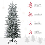 6' Pre Lit Artificial Flocked Christmas Trees, with Snow Branches, Warm Yellow Clear Lights, Auto Open, Extra Bulb