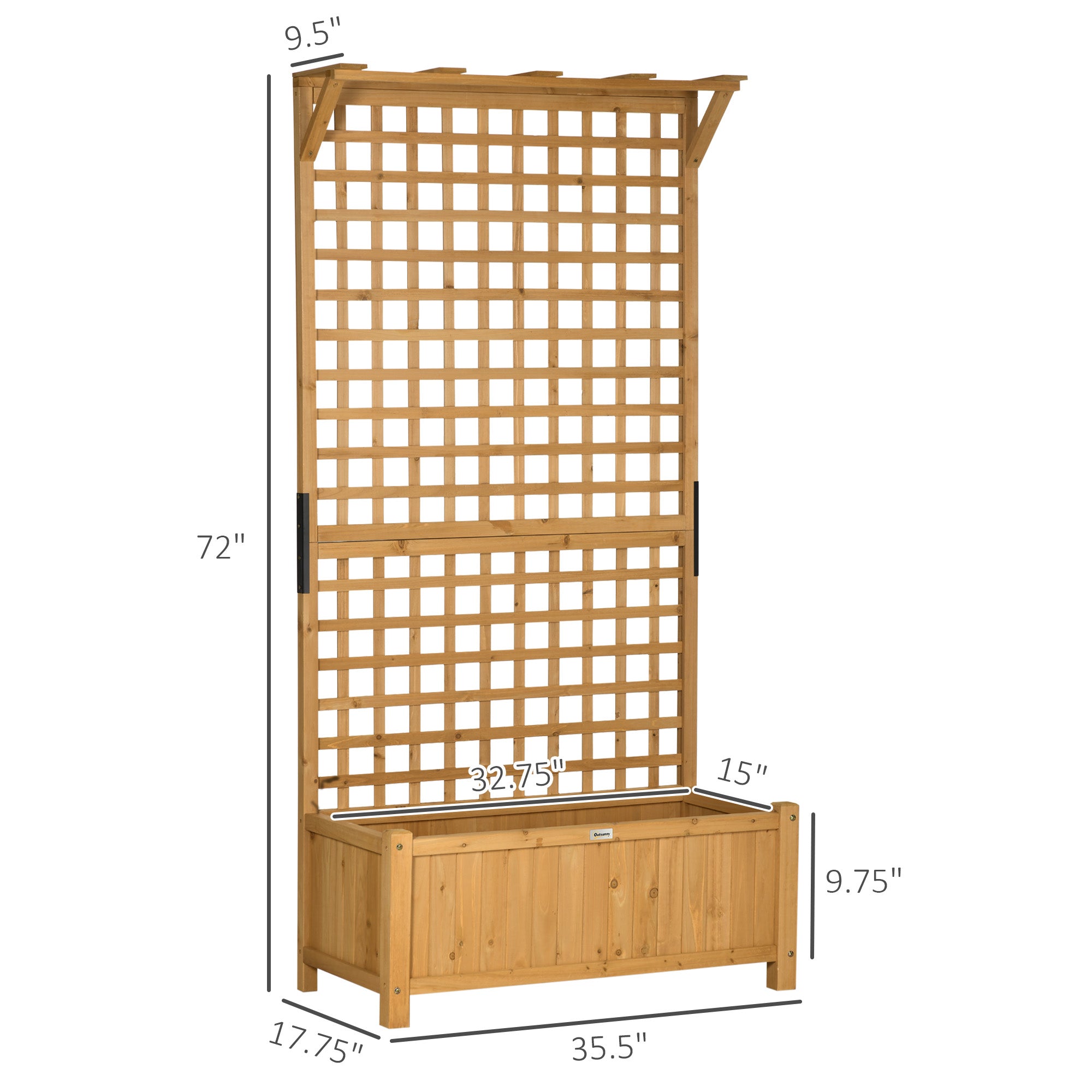 Wood Planter with Trellis for Vine Climbing, Raised Garden Bed, Privacy Screen for Backyard, Patio, Pack of 2, Yellow