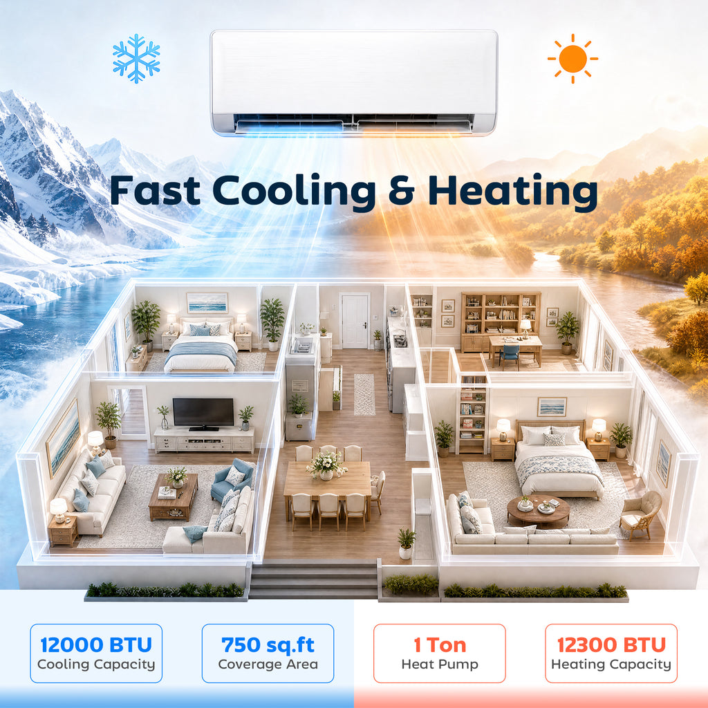 12000 BTU Mini Split Air Conditioner, 22 SEER2 115V WIFI Enabled Inverter AC Unit Cools up to 750 Sq.Ft