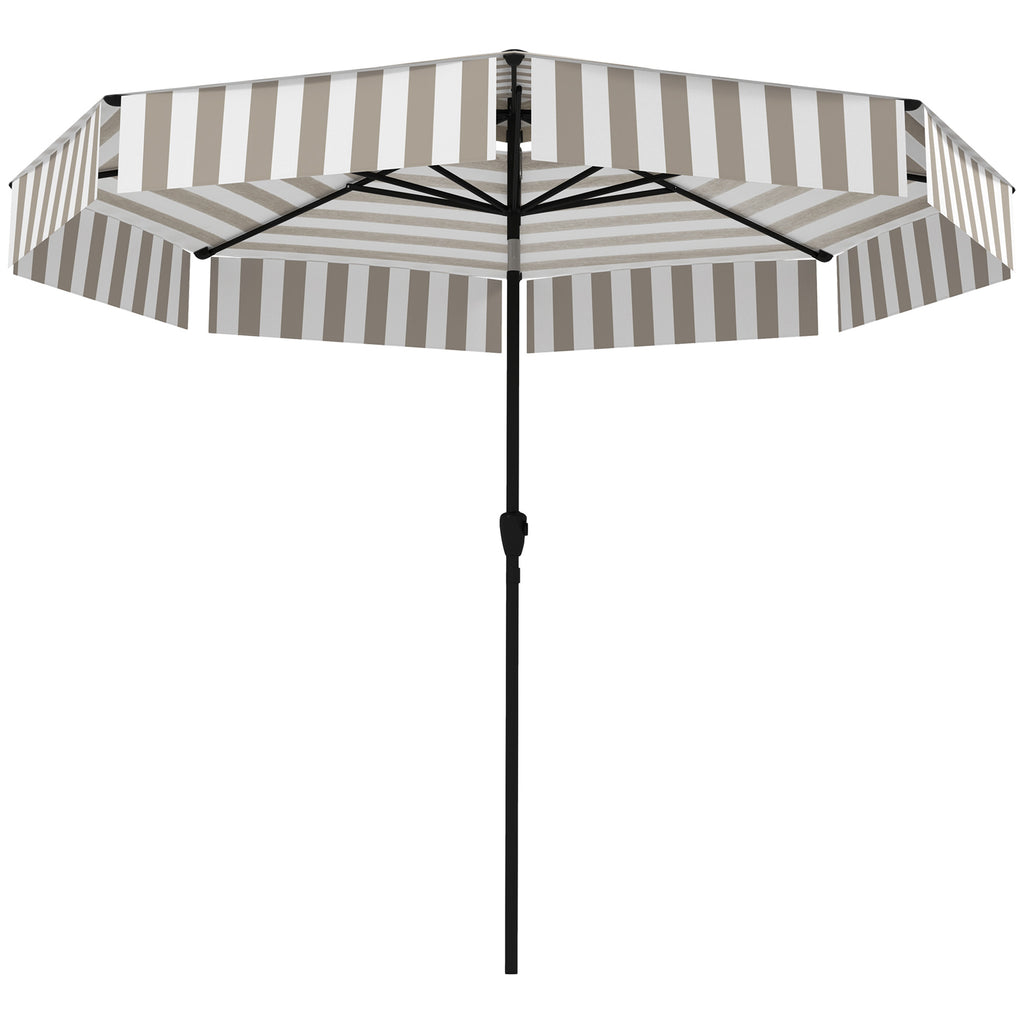 8.6FT Patio Umbrella, UPF 30+ Outdoor Market Umbrella, 2-Tier Vented Patio Table Umbrella with Crank 8 Ribs, Tiltable Porch Umbrella for Garden Deck Poolside, Light Gray