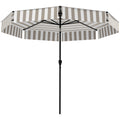 8.6FT Patio Umbrella, UPF 30+ Outdoor Market Umbrella, 2-Tier Vented Patio Table Umbrella with Crank 8 Ribs, Tiltable Porch Umbrella for Garden Deck Poolside, Light Gray