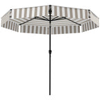 8.6FT Patio Umbrella, UPF 30+ Outdoor Market Umbrella, 2-Tier Vented Patio Table Umbrella with Crank 8 Ribs, Tiltable Porch Umbrella for Garden Deck Poolside, Light Gray