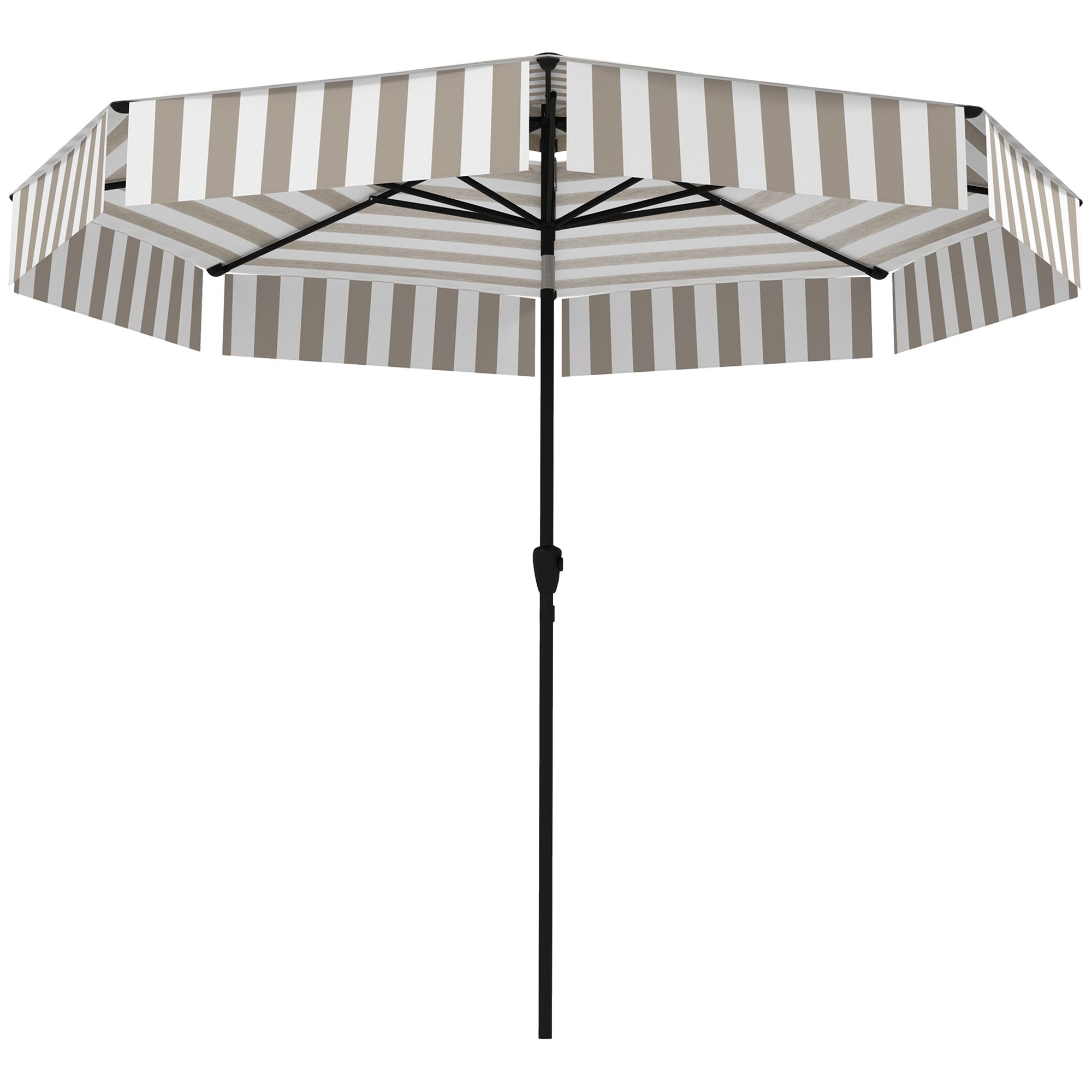 8.6FT Patio Umbrella, UPF 30+ Outdoor Market Umbrella, 2-Tier Vented Patio Table Umbrella with Crank 8 Ribs, Tiltable Porch Umbrella for Garden Deck Poolside, Light Gray