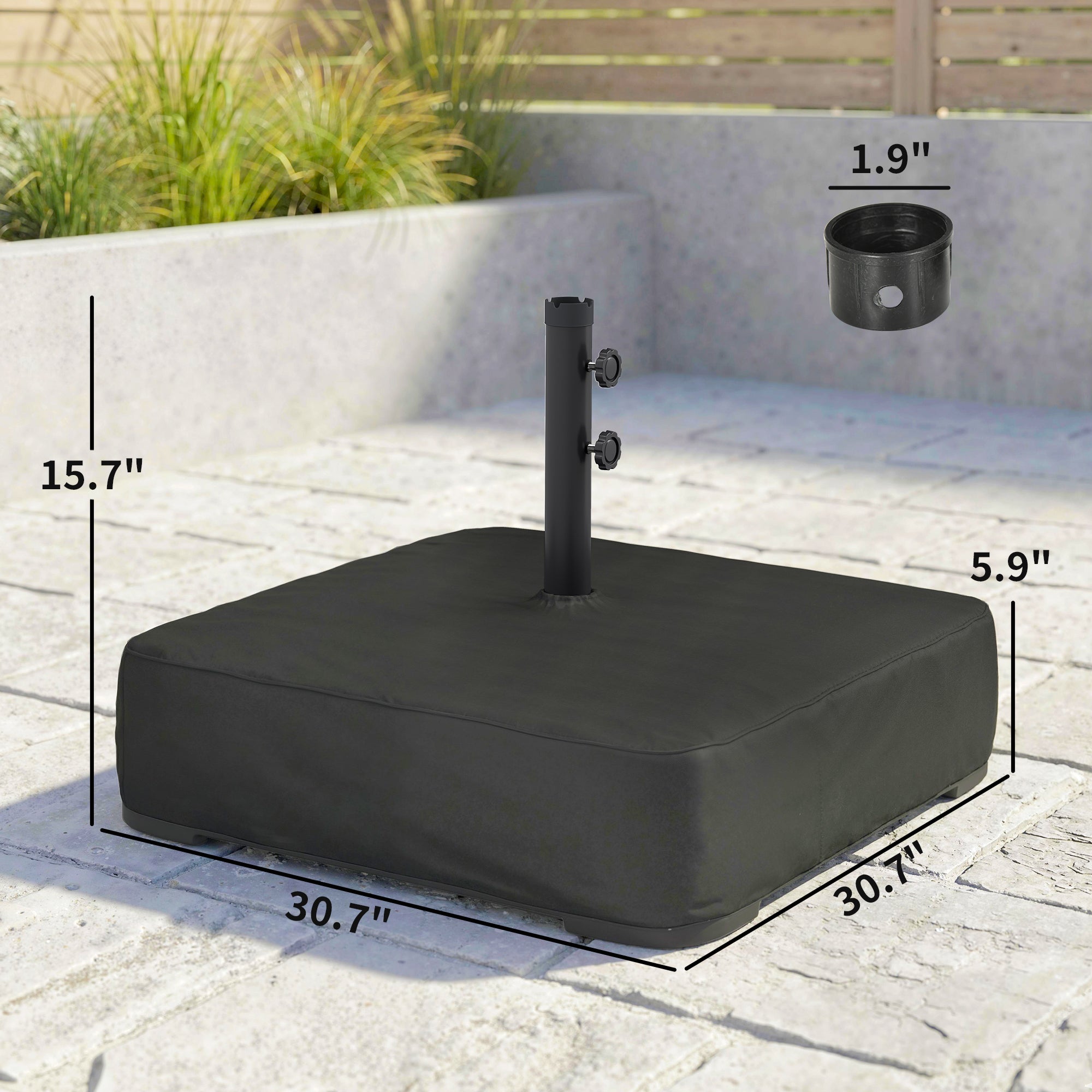 Garden Parasol Base 176 lbs Sand Filled Heavy Duty Stand for Cantilever Umbrellas and 1.9" Poles Black