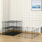 Pet Playpen with Door, Metal Mesh Cage with Mallet, Black
