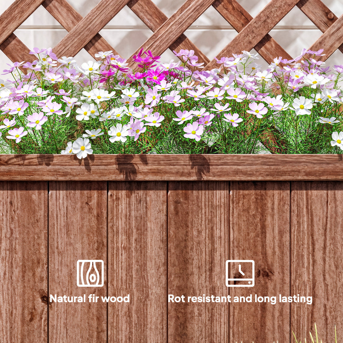 Wooden Raised Garden Bed, Raised Planter Box, Planter with Trellis for Climbing Plants Flowers, Orange