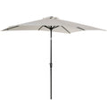 9' x 7' Patio Umbrella Outdoor Table Market Umbrella with Crank, Solar LED Lights, 45° Tilt, Push-Button Operation, for Deck, Backyard, Pool and Lawn, White