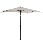 9' x 7' Patio Umbrella Outdoor Table Market Umbrella with Crank, Solar LED Lights, 45° Tilt, Push-Button Operation, for Deck, Backyard, Pool and Lawn, White