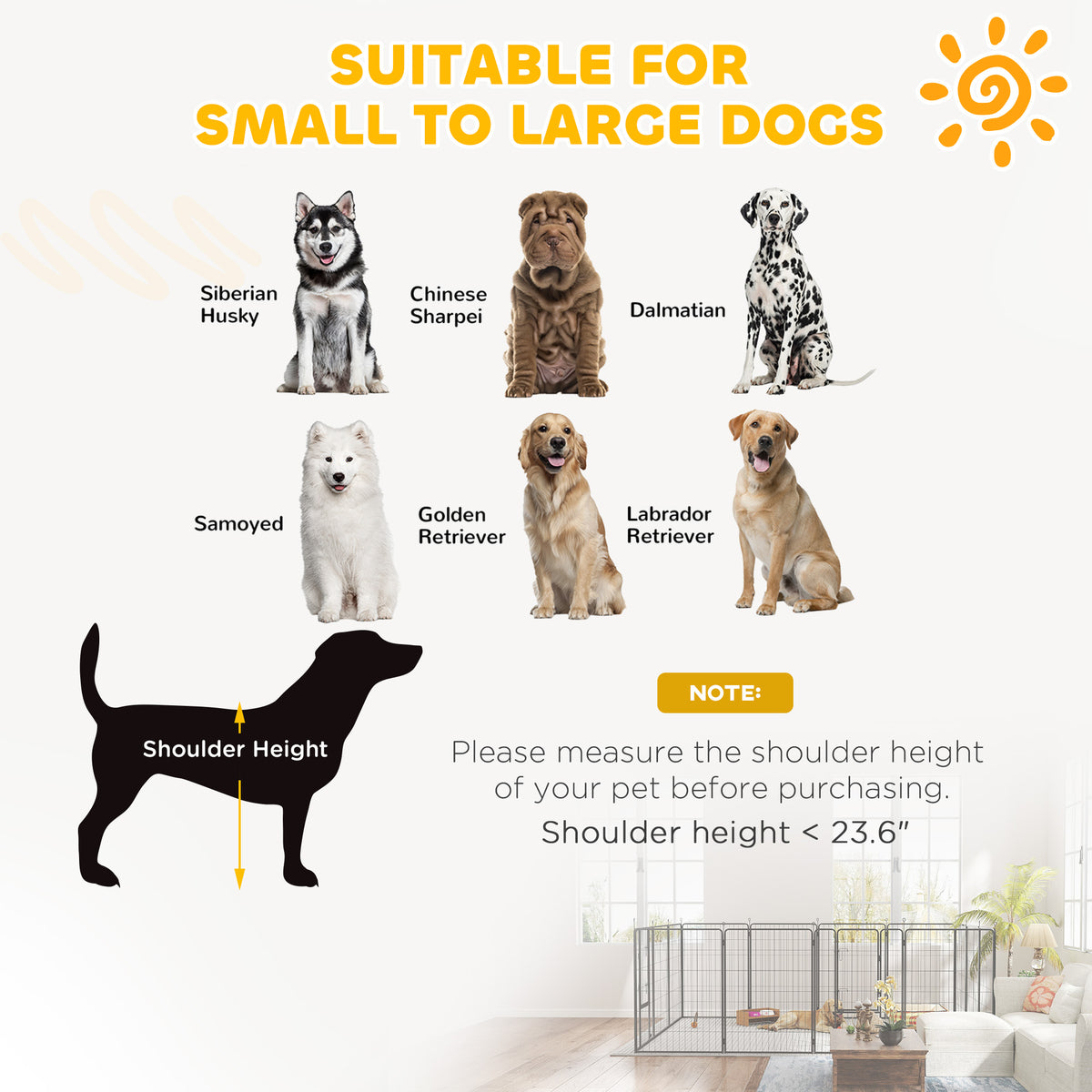 Dog Playpen for Indoor Outdoor, 24 Panels 44.5" H Puppy Playpen with Lockable Door, DIY Shape Pet Exercise Fence, Black