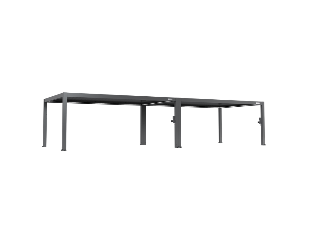 POWER+ PRO Gen 2 Motorized Pergola 13' x 40' (8-Post) Gray 6063-T5 Aluminum, Motorized Louvers, LED & IP68 Outlets with Enhanced Drainage and Modular Expansion
