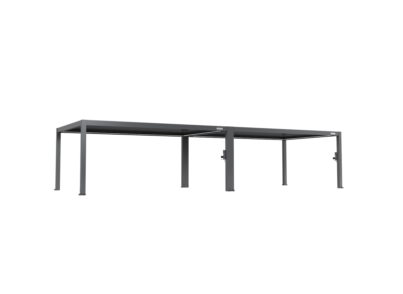POWER+ PRO Gen 2 Motorized Pergola 13' x 40' (8-Post) Gray 6063-T5 Aluminum, Motorized Louvers, LED & IP68 Outlets with Enhanced Drainage and Modular Expansion