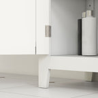 Bathroom Storage Cabinet, Modern Bathroom Floor Cabinet with 4 Doors and 2 Adjustable Shelves, White
