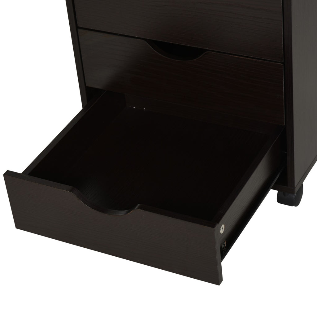 5 Drawer File Cabinet Storage Organizer Filing Cabinet with Nordic Minimalist Modern Style & Wheels, Brown