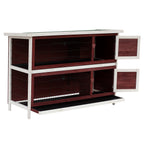 54" 2-Story Weatherproof Stackable Elevated Wooden Rabbit Hutch with Enclosed Run and Pull-Out Trays