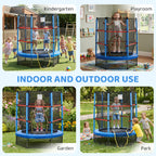 Φ5FT Kids Trampoline with Enclosure Net for Age 3 to 6 Years Blue