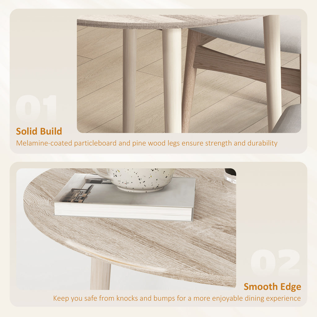 Folding Dining Table, Round Drop Leaf Kitchen Table for Small Spaces with Wood Legs, Oak Color