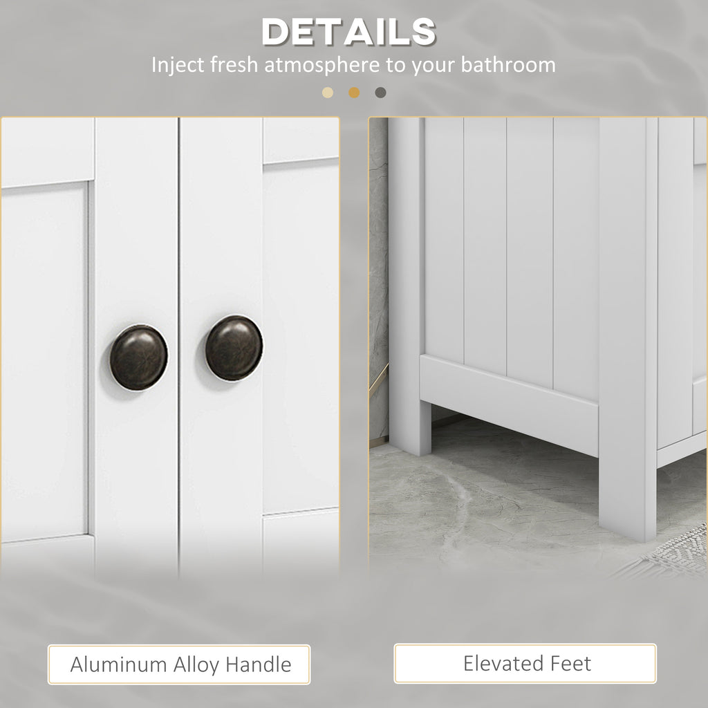 Pedestal Sink Storage Cabinet, Bathroom Under Sink Cabinet with 2 Doors and Open Shelf, Bathroom Vanity, White