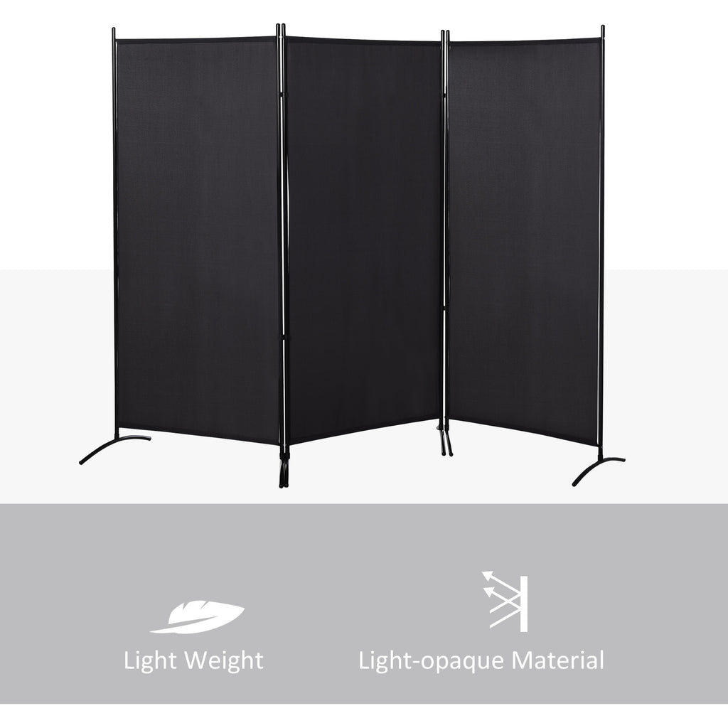 6' 3 Panel Room Divider, Indoor Privacy Screen for Home, Black