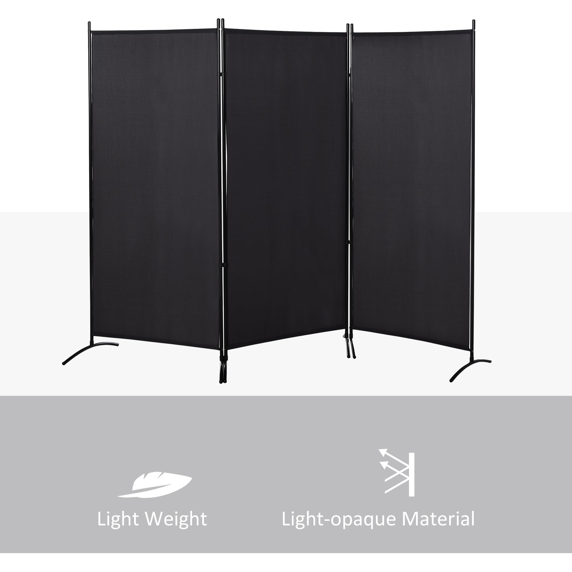 6' 3 Panel Room Divider, Indoor Privacy Screen for Home, Black