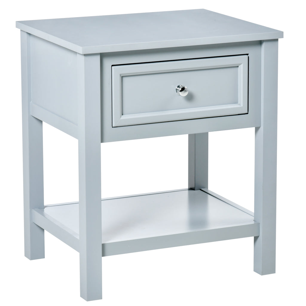Sofa Side Table, Accent End Table with Storage Drawer and Bottom Shelf for Living Room,Gray
