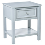 Sofa Side Table, Accent End Table with Storage Drawer and Bottom Shelf for Living Room,Gray