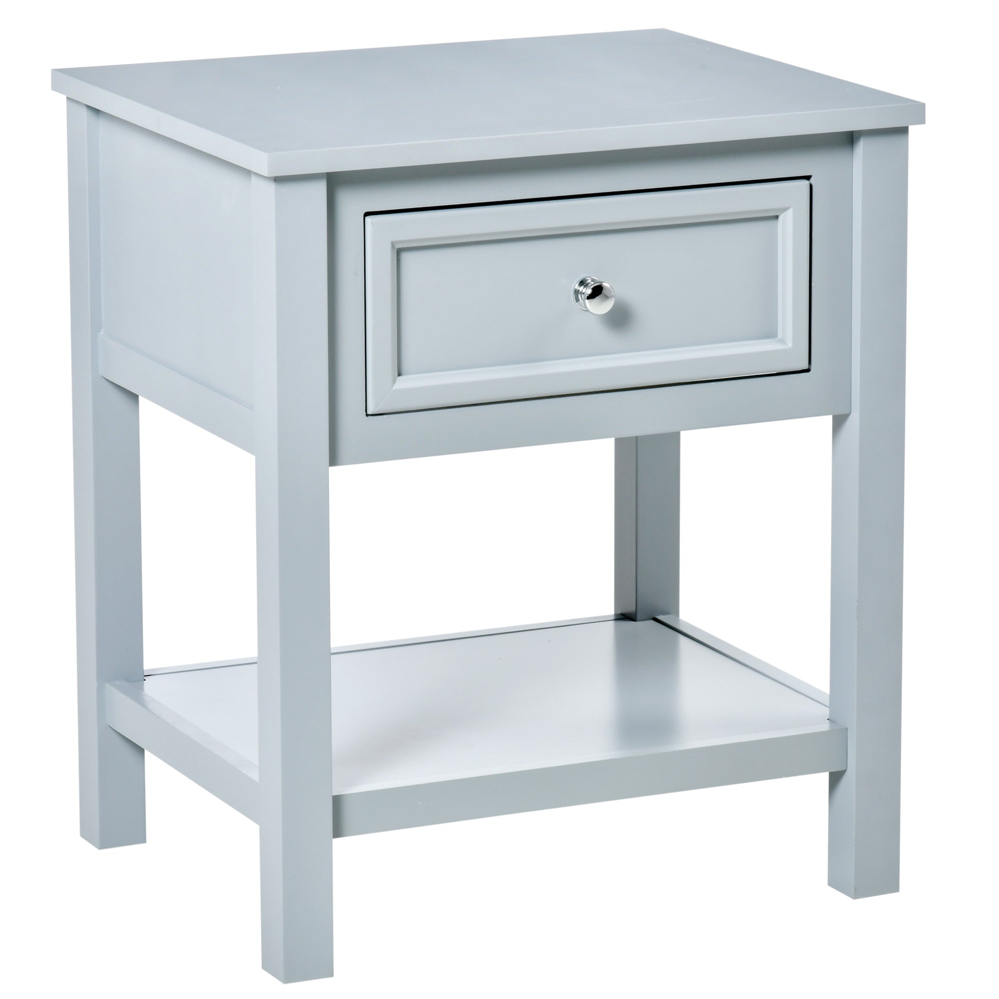 Sofa Side Table, Accent End Table with Storage Drawer and Bottom Shelf for Living Room,Gray