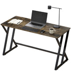 55 Inch Computer Desk, Industrial Writing Desk with Z-Shaped Metal Leg, Study Table for Home Office, Rustic Brown