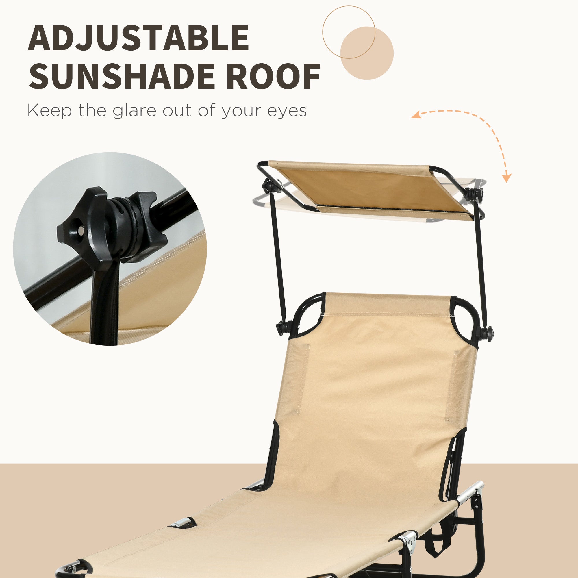 Chaise Lounge Pool Lounge Chairs Set of 2, Outdoor Sun Tanning Chairs, Reclining Back, Steel Frame and Side Pocket, Tan