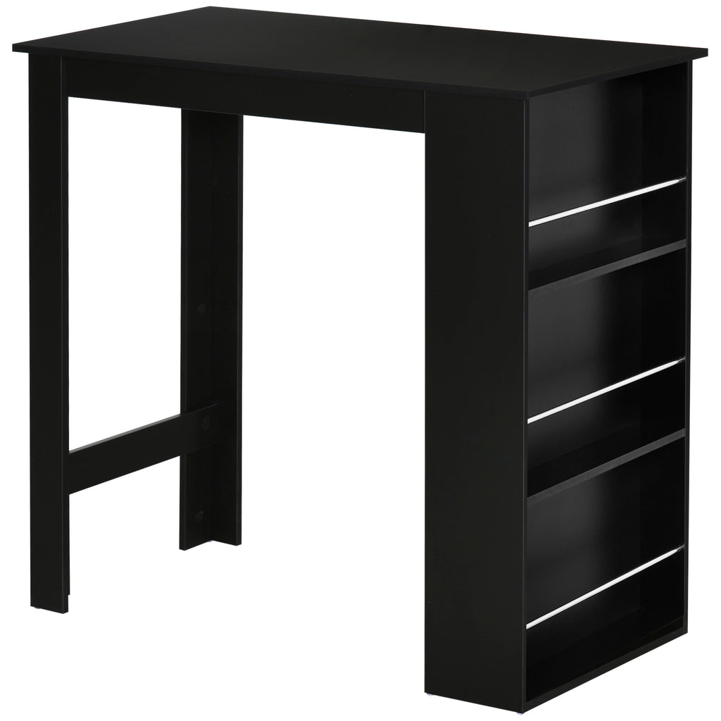 Modern Bar Table Counter Height Dining Table with 3 Storage Shelves for Kitchen, Dining Room, Living Room, Black