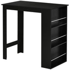 Modern Bar Table Counter Height Dining Table with 3 Storage Shelves for Kitchen, Dining Room, Living Room, Black