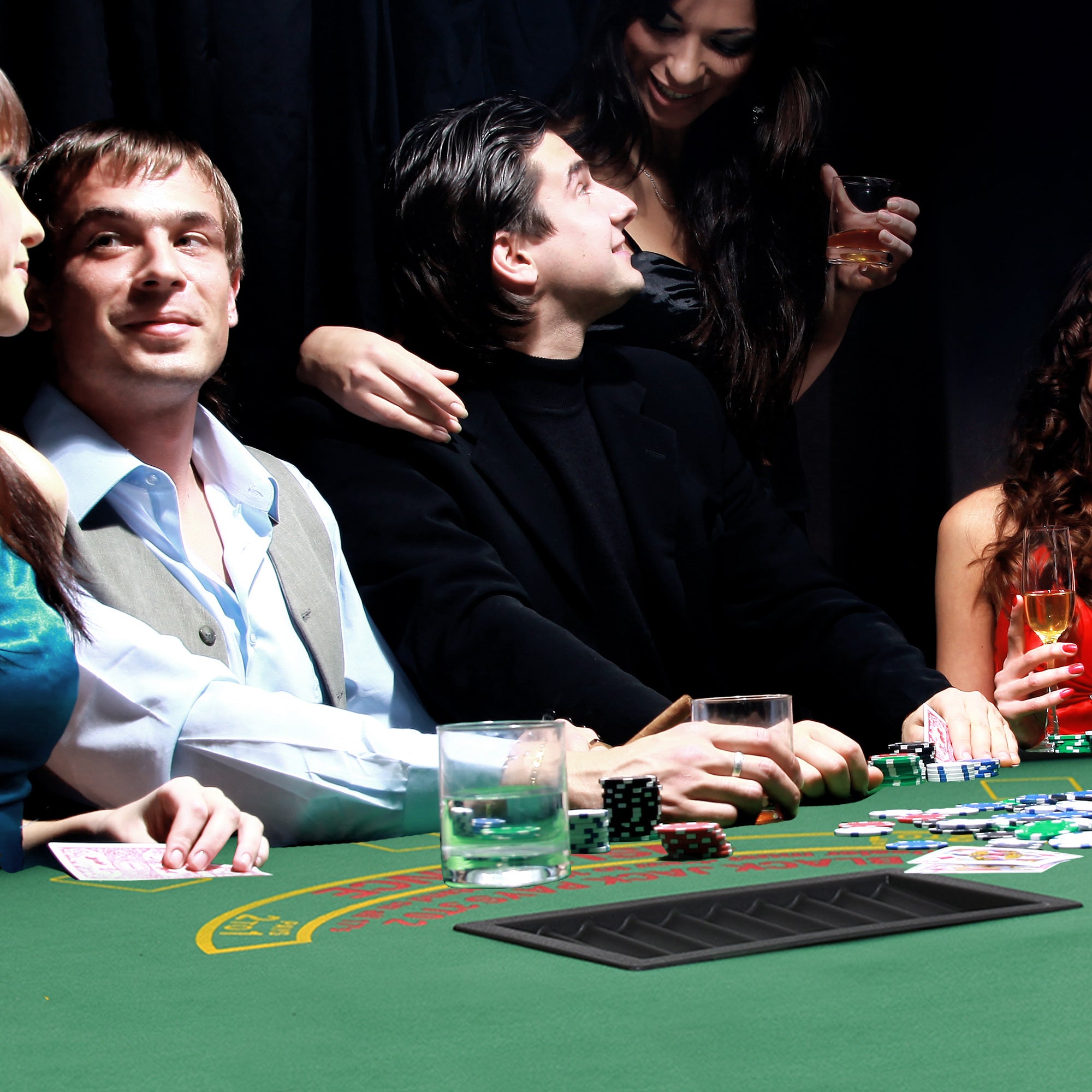 Poker Table Foldable, 72" Blackjack Table for 7 Players with Chip & Cup Holder, Green Felt