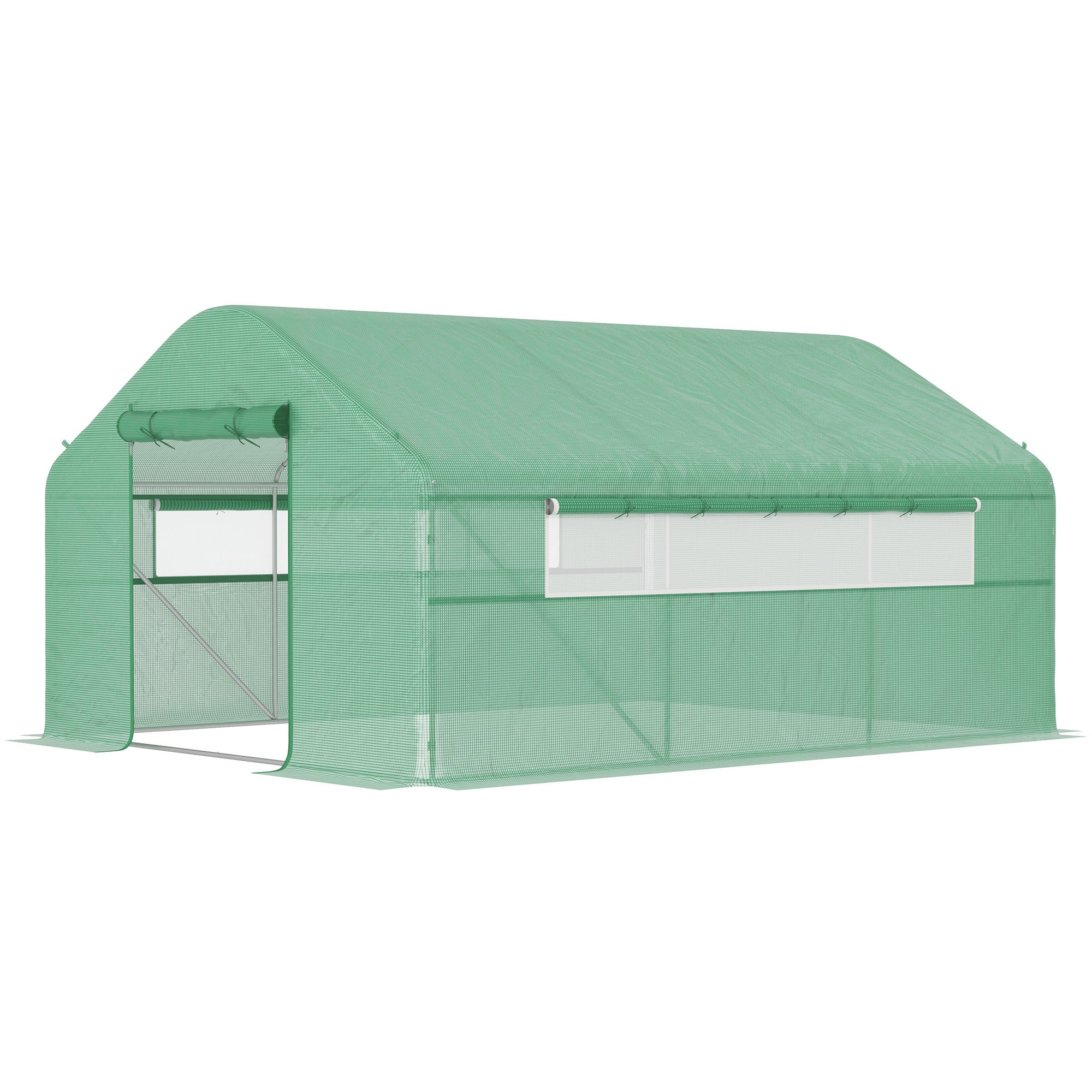 13' x 10' x 6.5' Tunnel Greenhouse Hoop House with Upgraded Galvanized Steel Frame and Large Windows, Green