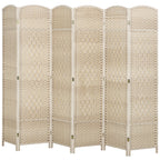 Folding Room Divider Screen 6 Panel 6' Tall Privacy Screen Freestanding Wood Partition for Home Office, Washed Oak