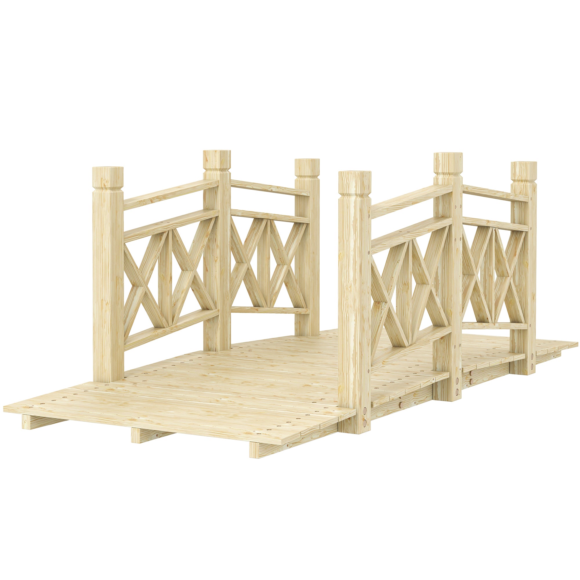 5 ft. Wooden Garden Bridge Footbridge for Backyard Ponds, Creeks, Streams, Nature Wood