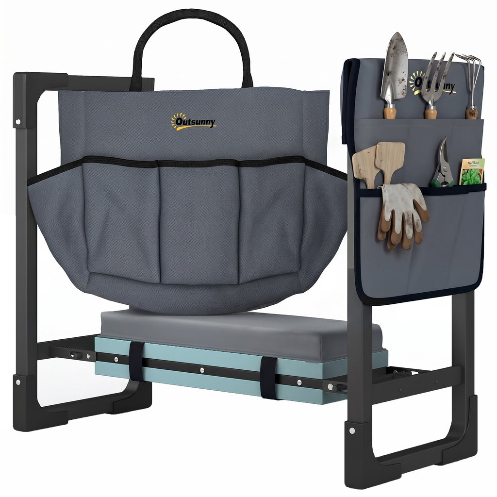 Garden Kneeler and Seat, Heavy Duty Foldable Gardening Stool with Thicker Soft Kneeling Pad, Extendable Steel Leg