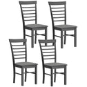 Wooden Dining Chairs Set of 4, Farmhouse Upholstered Kitchen Chairs with Rubber Wood Frame, Black and Gray