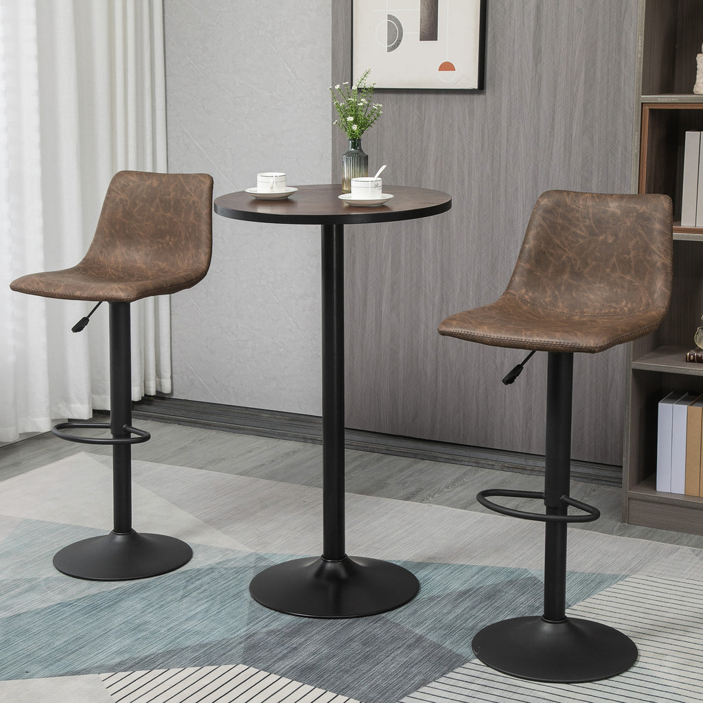 41" H Bar Height Round Bar Table, Rustic Industrial Pub Table, Elm Wood Top Bistro Table with Metal Base