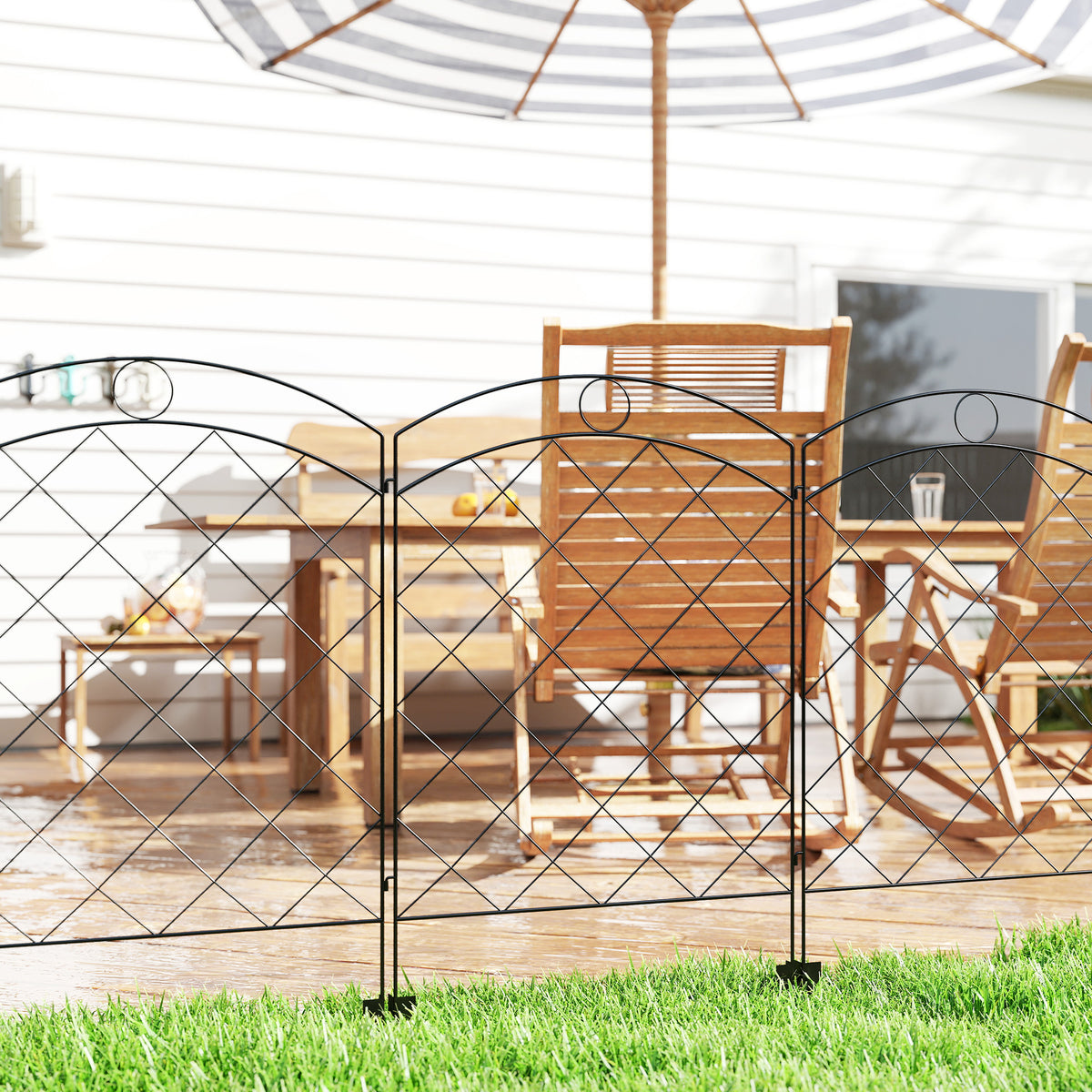 4 Pack Garden Fencing for Yard, Decorative Fence Panels as Flower Edging, Circle