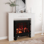 Freestanding Fireplace Surround, Modern Fireplace Mantel with Leg for Electric Fireplaces, 44.7" W x 40" H, White