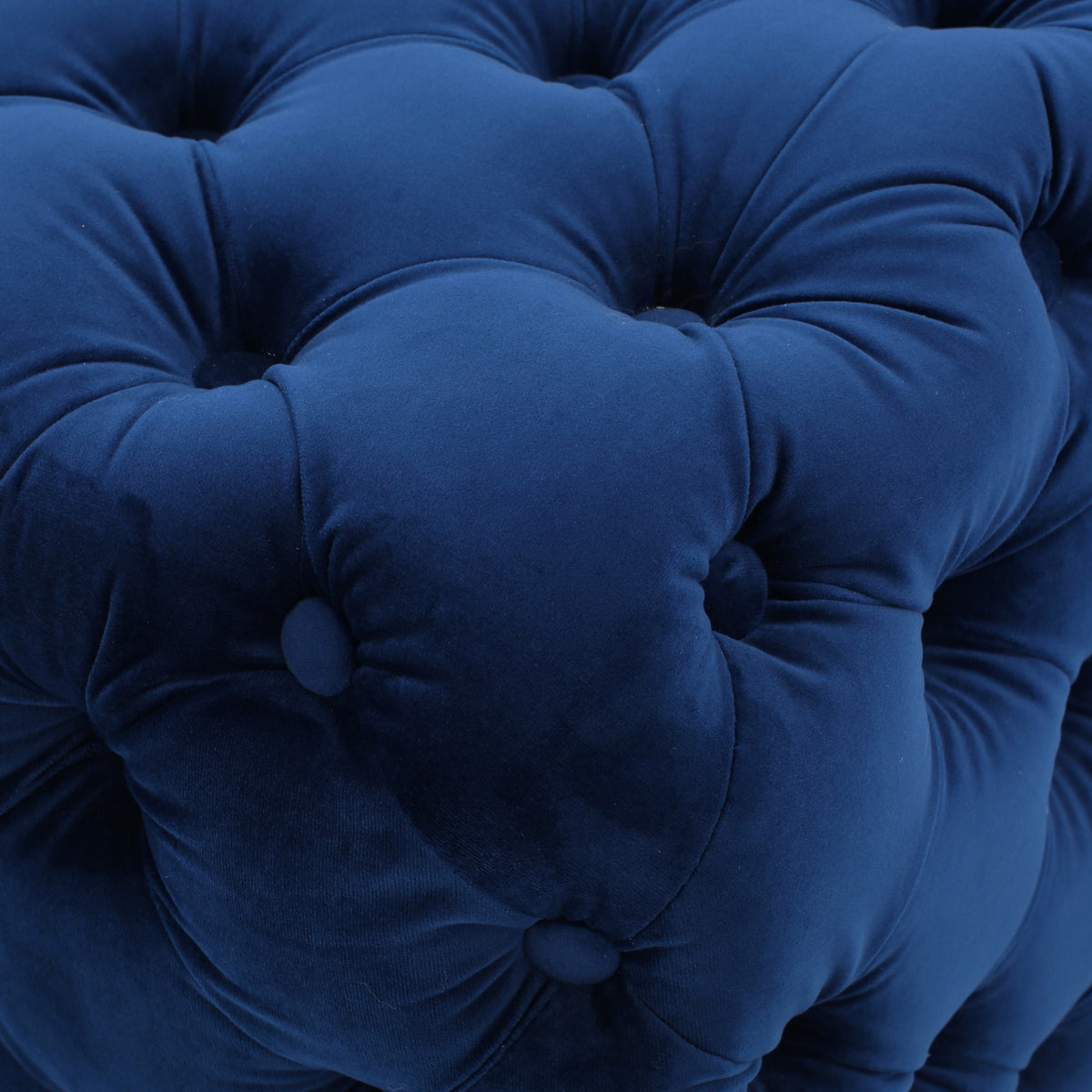 Velvet Ottoman with Cushioned Top, Sturdy Frame, and Space-Saving Design, 29" L x 29" W x 18.25" H, Navy Blue