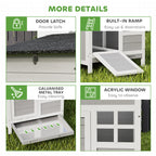 Wooden Chicken Coop Outdoor with Nesting Box, Pull-Out Metal Tray, for 1-2 Chickens, Rabbits, Ducks, 36" x 25" x 27"